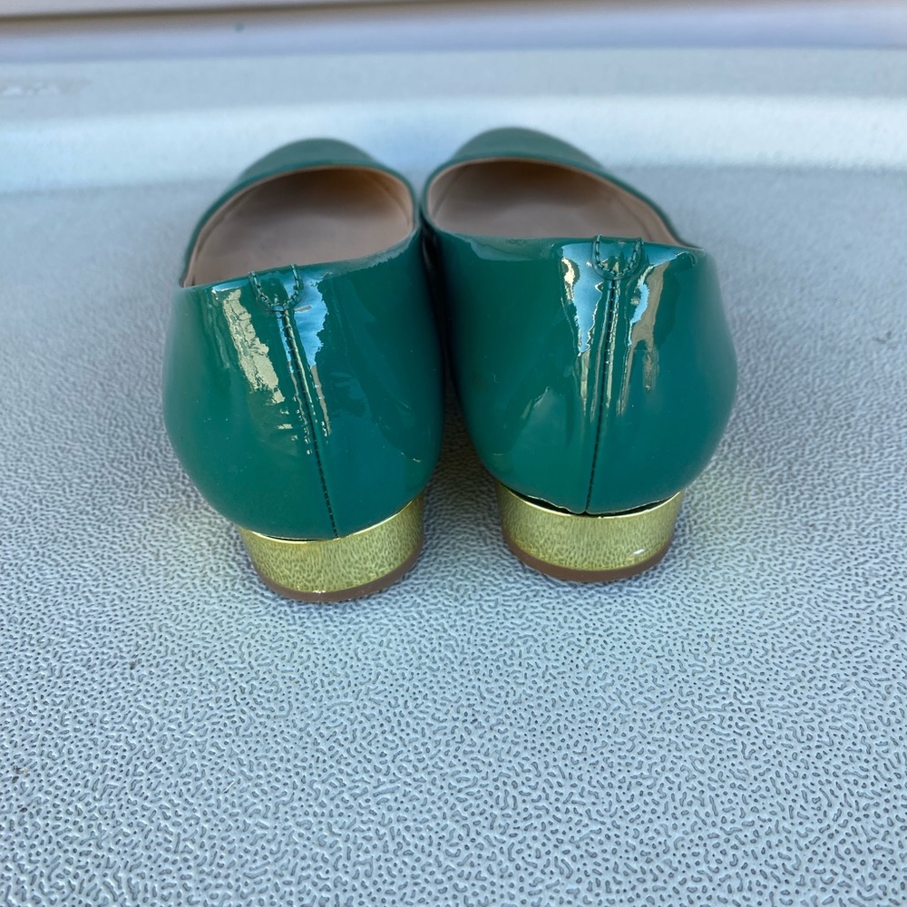 JCrew Green Flats with Gold Heel Women’s 7 - Picture 3 of 12